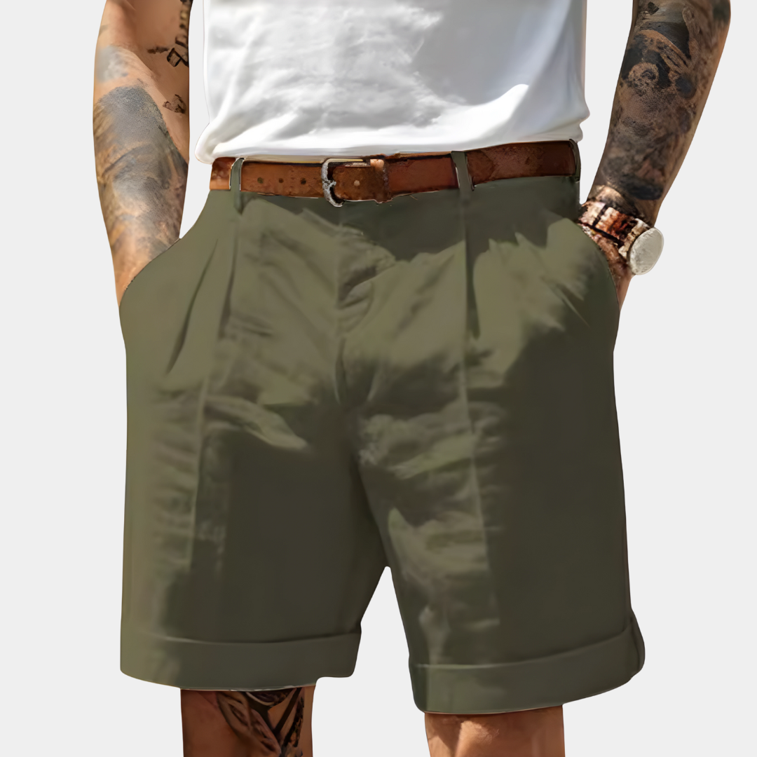 Vicente | Bermudas de hombre de algodón elegantes - Verde militar