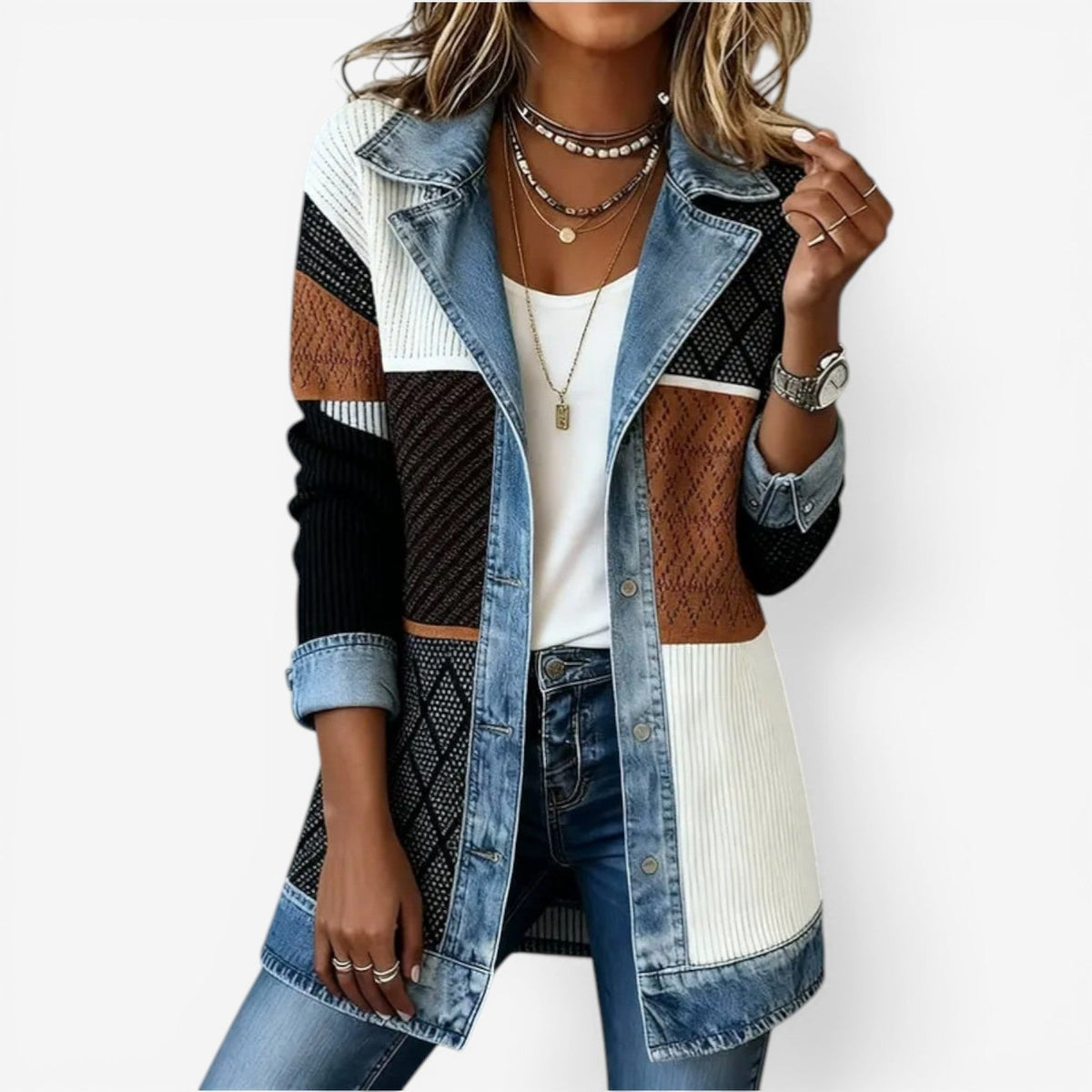 Yolanda | Chaqueta de punto de mujer efecto vaquero - Multicolor