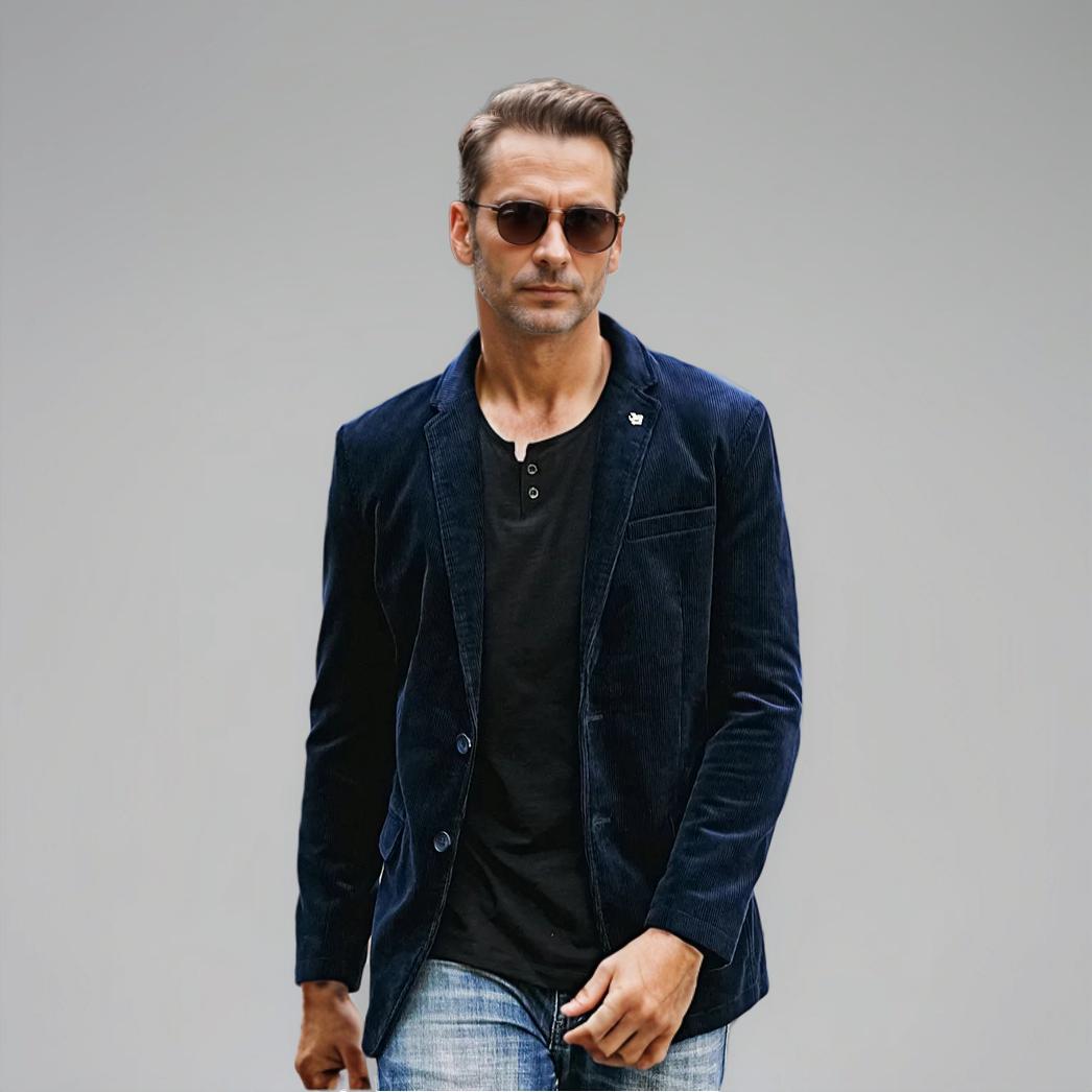 Blazer en velours côtelé pour homme, style classique