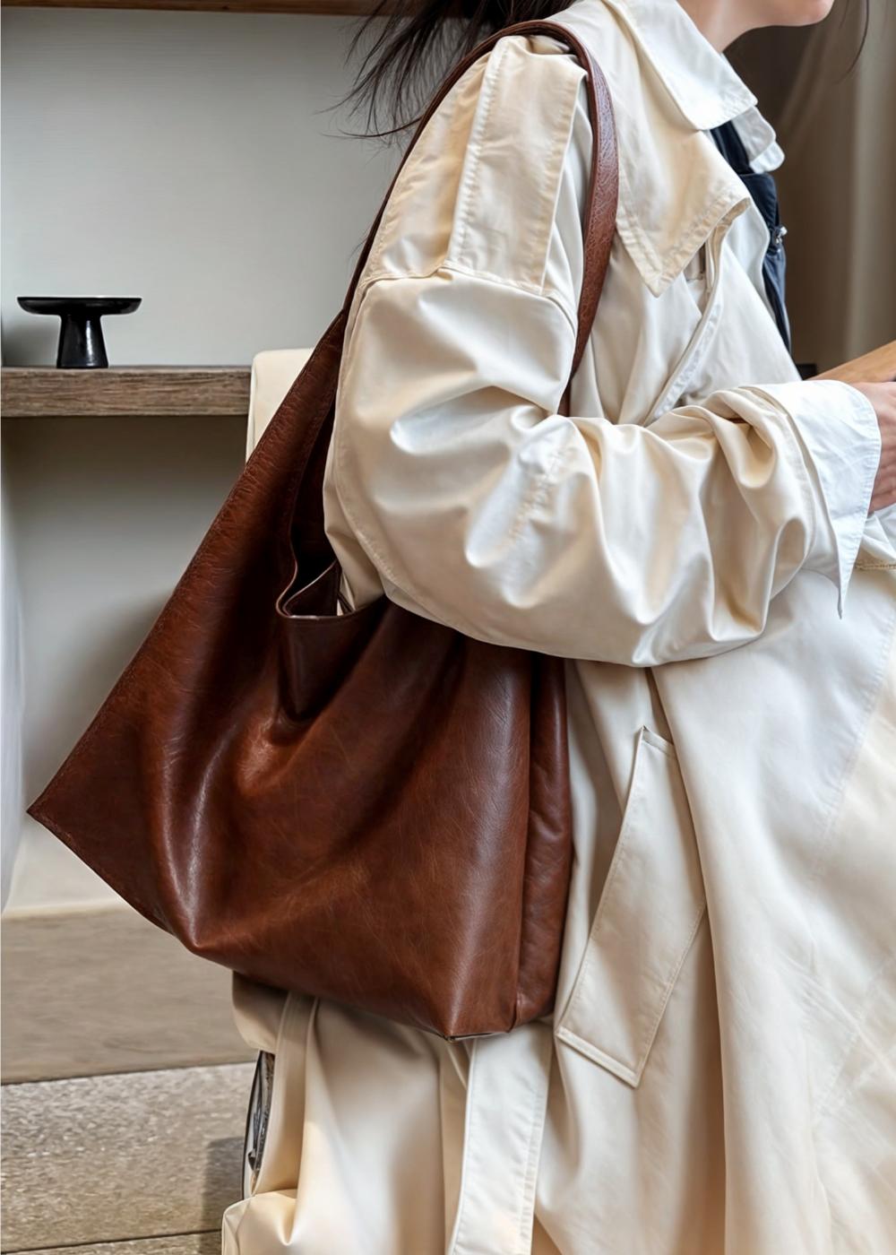Grand sac à main pour femme – sac en cuir avec fermeture éclair