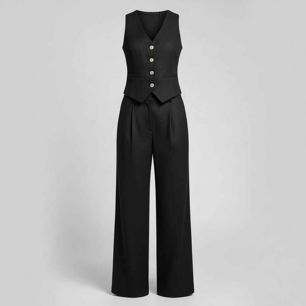 Lizzy | Ensemble en lin avec gilet structuré et pantalon large 2