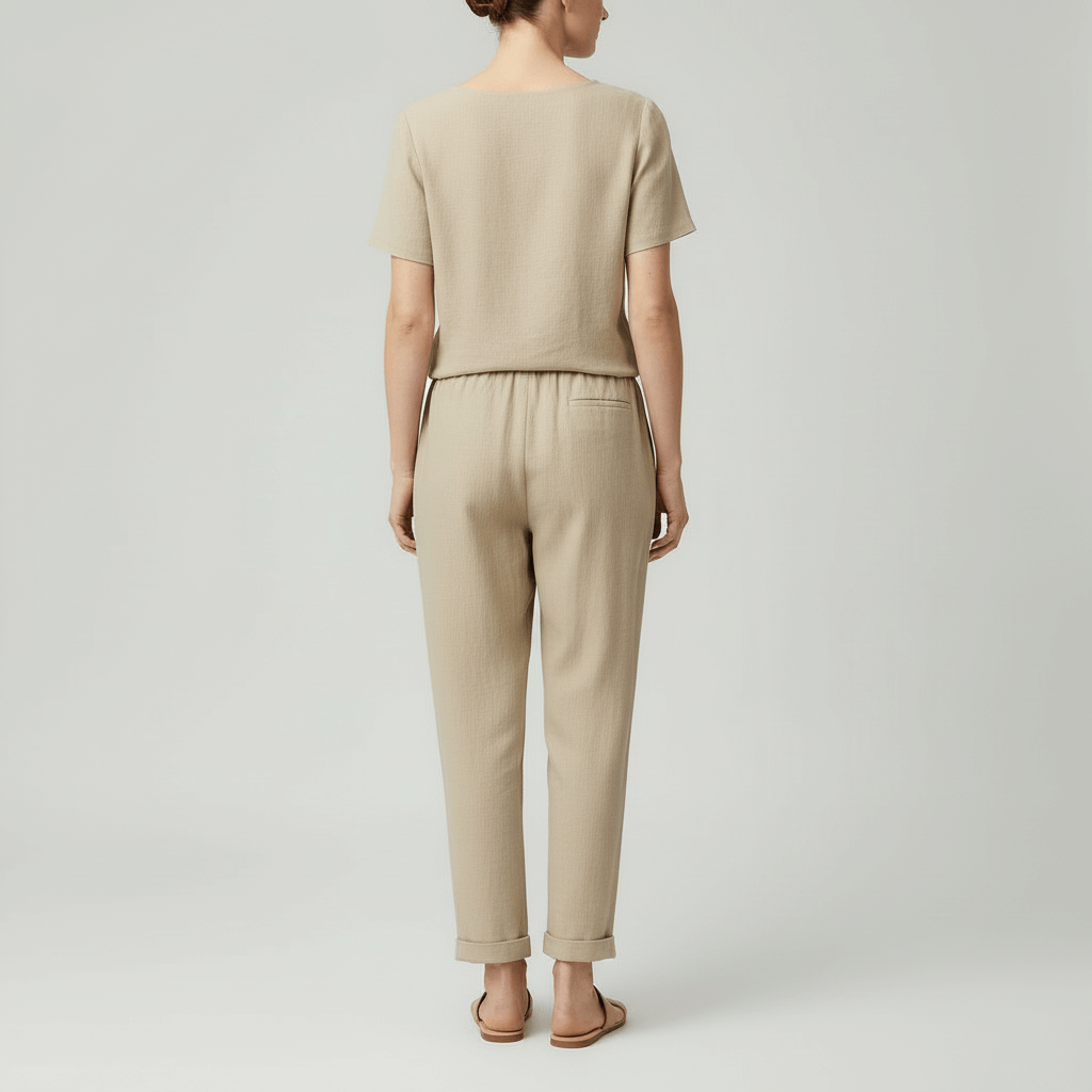Lizzy | Lin ensemble avec blouse à manches courtes et pantalon ample 1