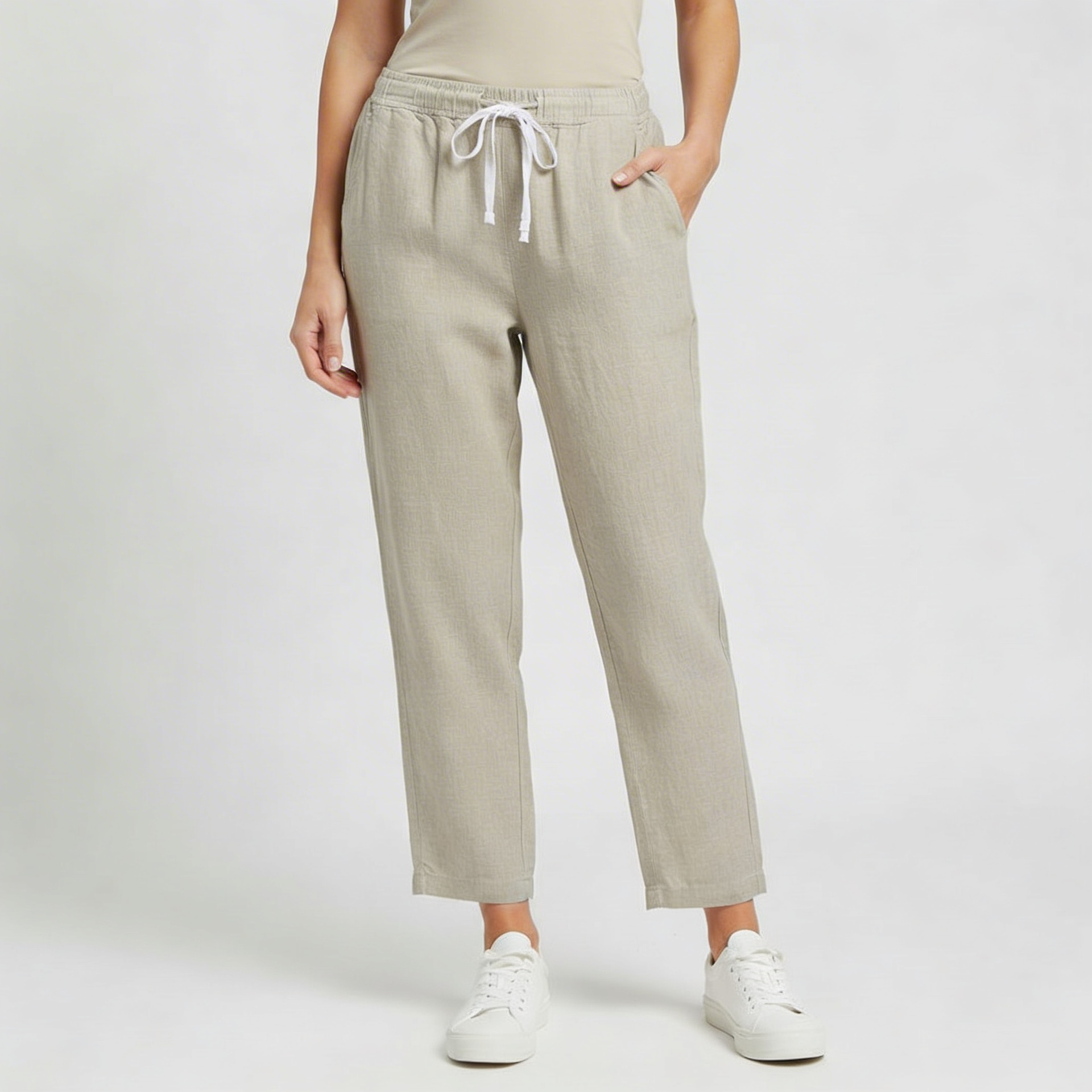 Lizzy | Pantalon en lin ample avec cordon de serrage 0