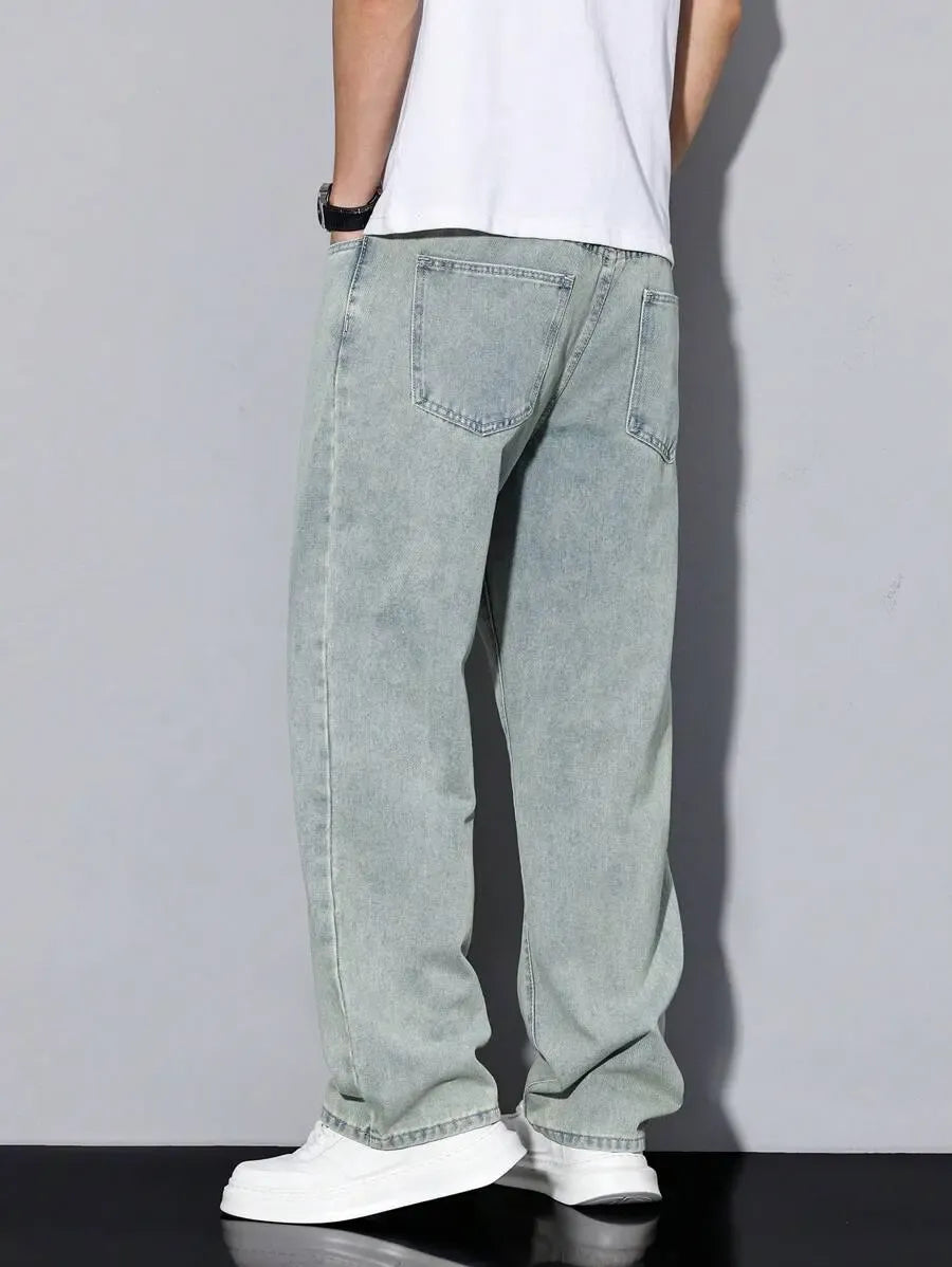 Pantalon ample droit pour homme – Denim décontracté à jambe large