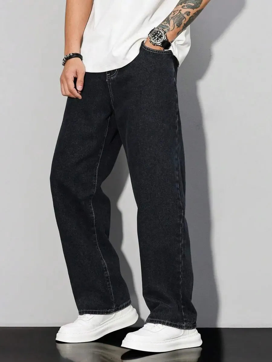 Pantalon ample droit pour homme – Denim décontracté à jambe large