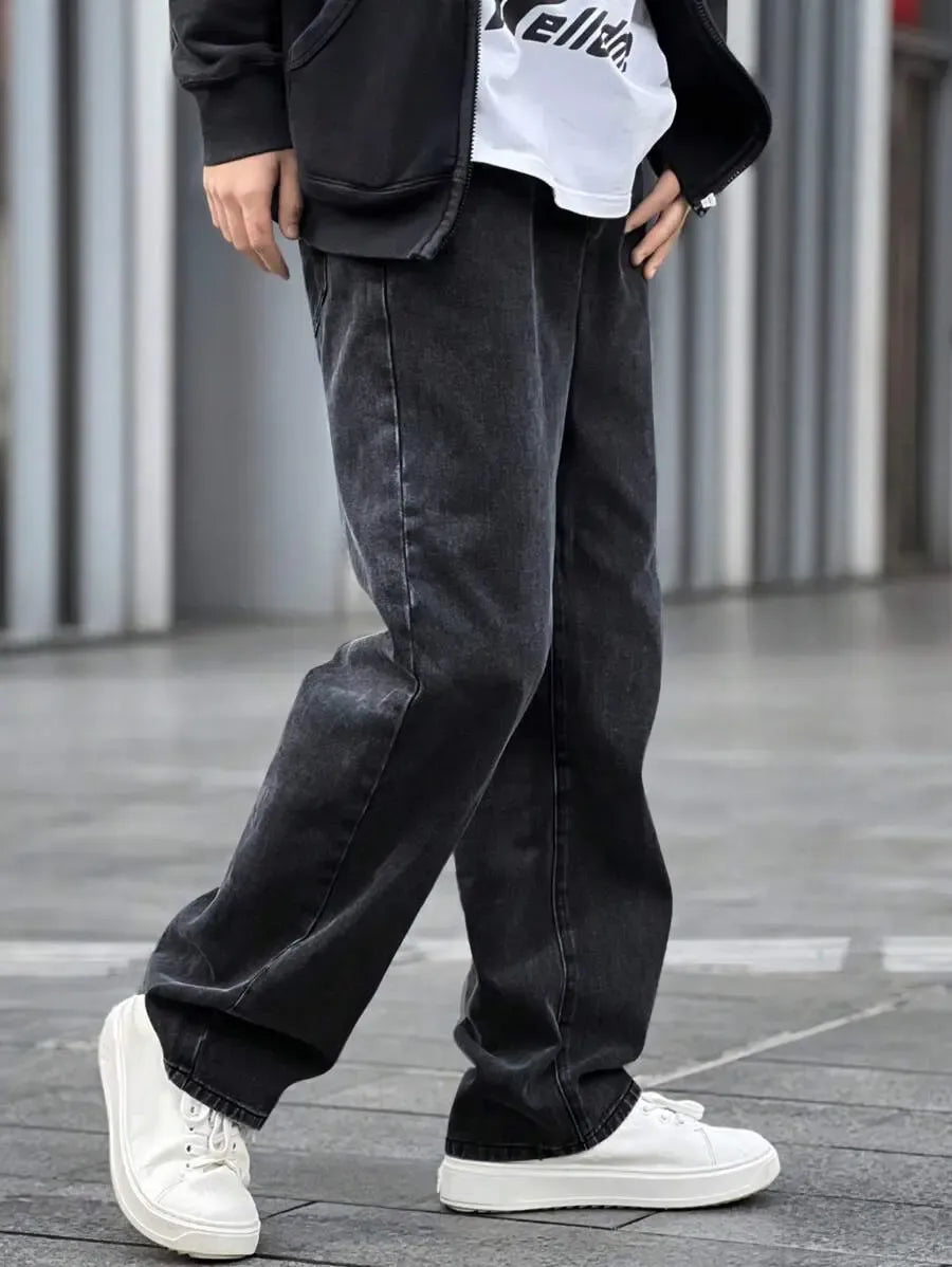 Pantalon ample droit pour homme – Denim décontracté à jambe large