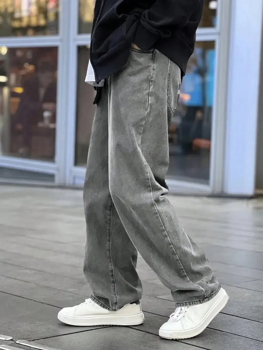 Pantalon ample droit pour homme – Denim décontracté à jambe large