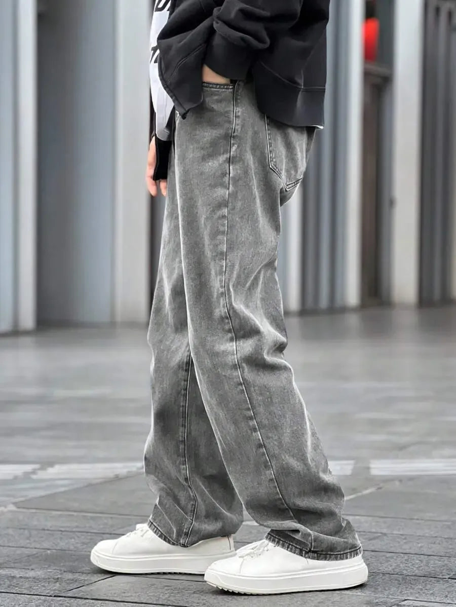 Pantalon ample droit pour homme – Denim décontracté à jambe large