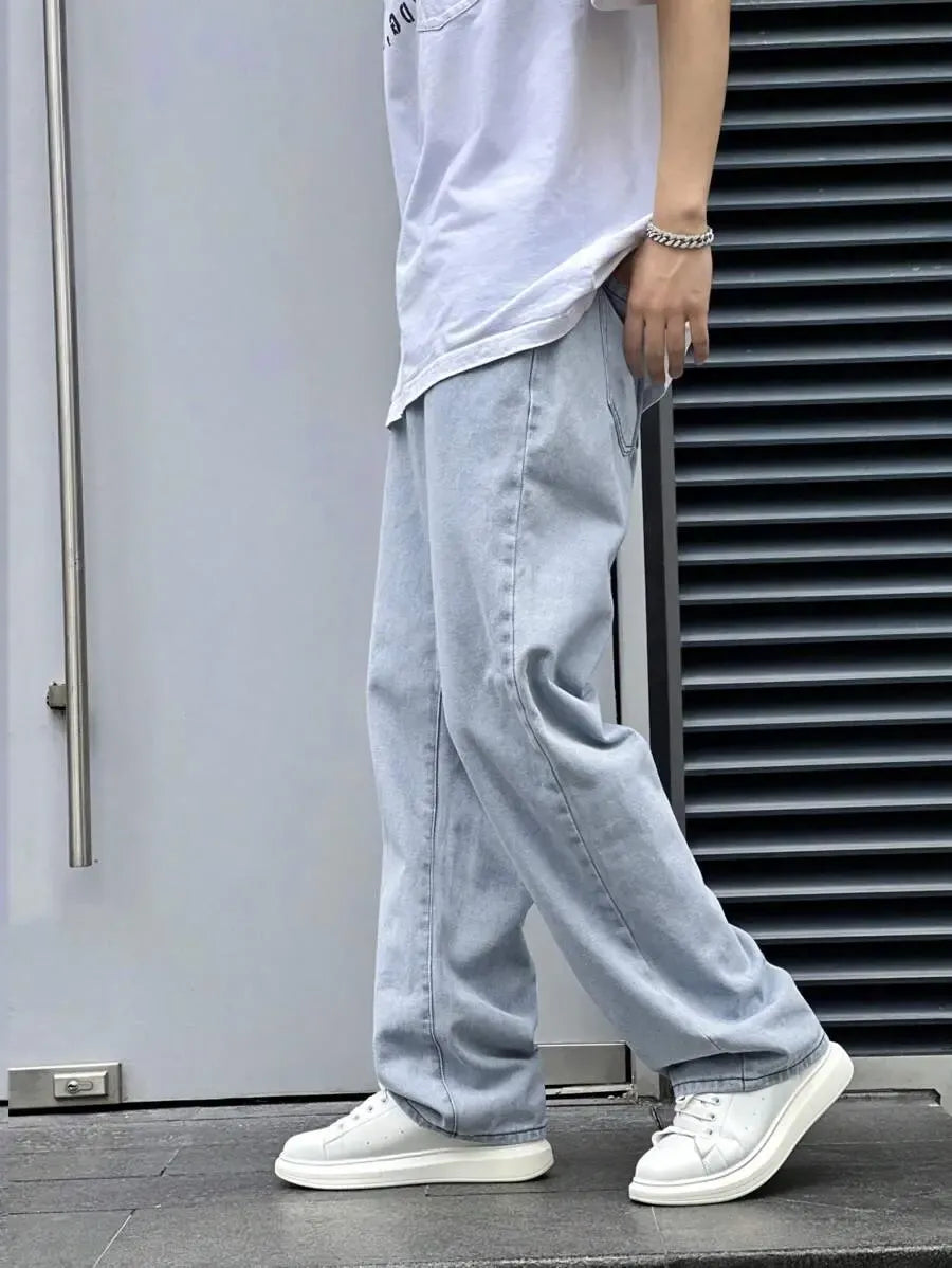 Pantalon ample droit pour homme – Denim décontracté à jambe large