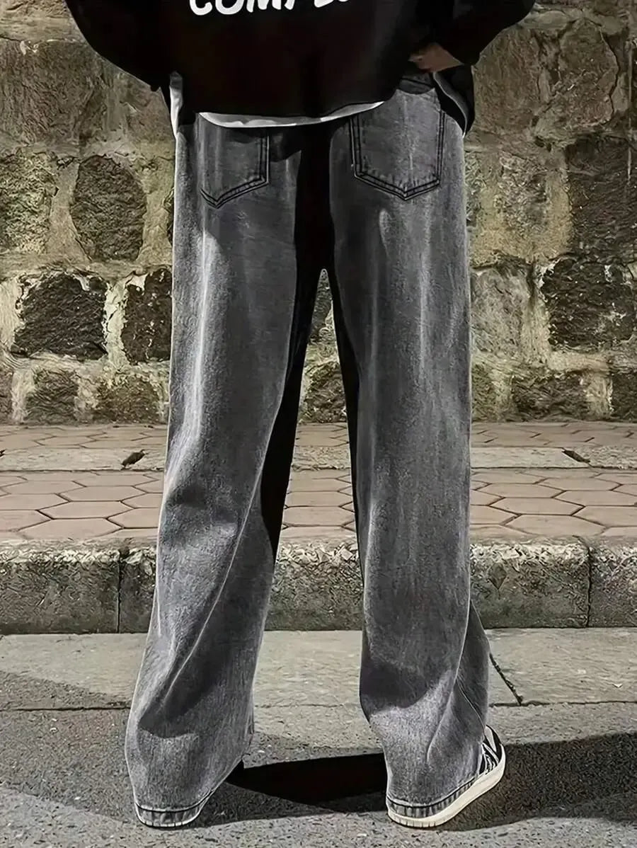 Pantalon ample droit pour homme – Denim décontracté à jambe large
