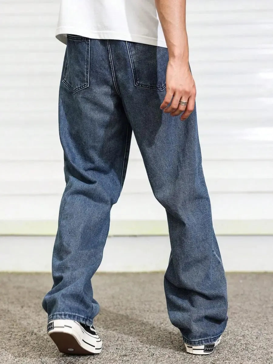 Pantalon ample droit pour homme – Denim décontracté à jambe large