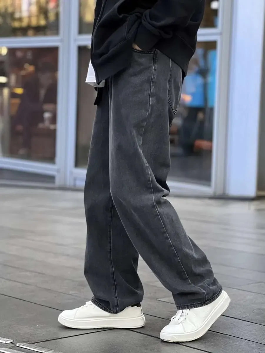 Pantalon ample droit pour homme – Denim décontracté à jambe large