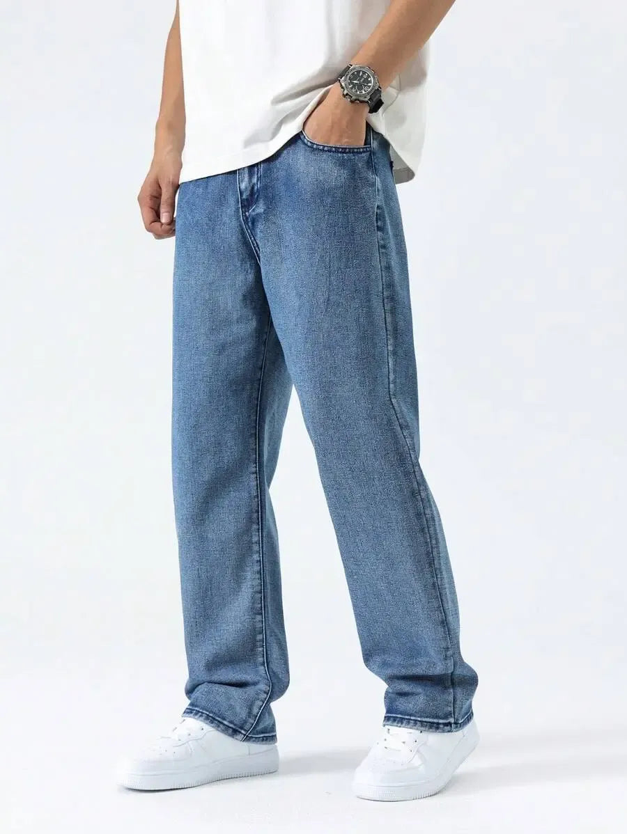 Pantalon ample droit pour homme – Denim décontracté à jambe large