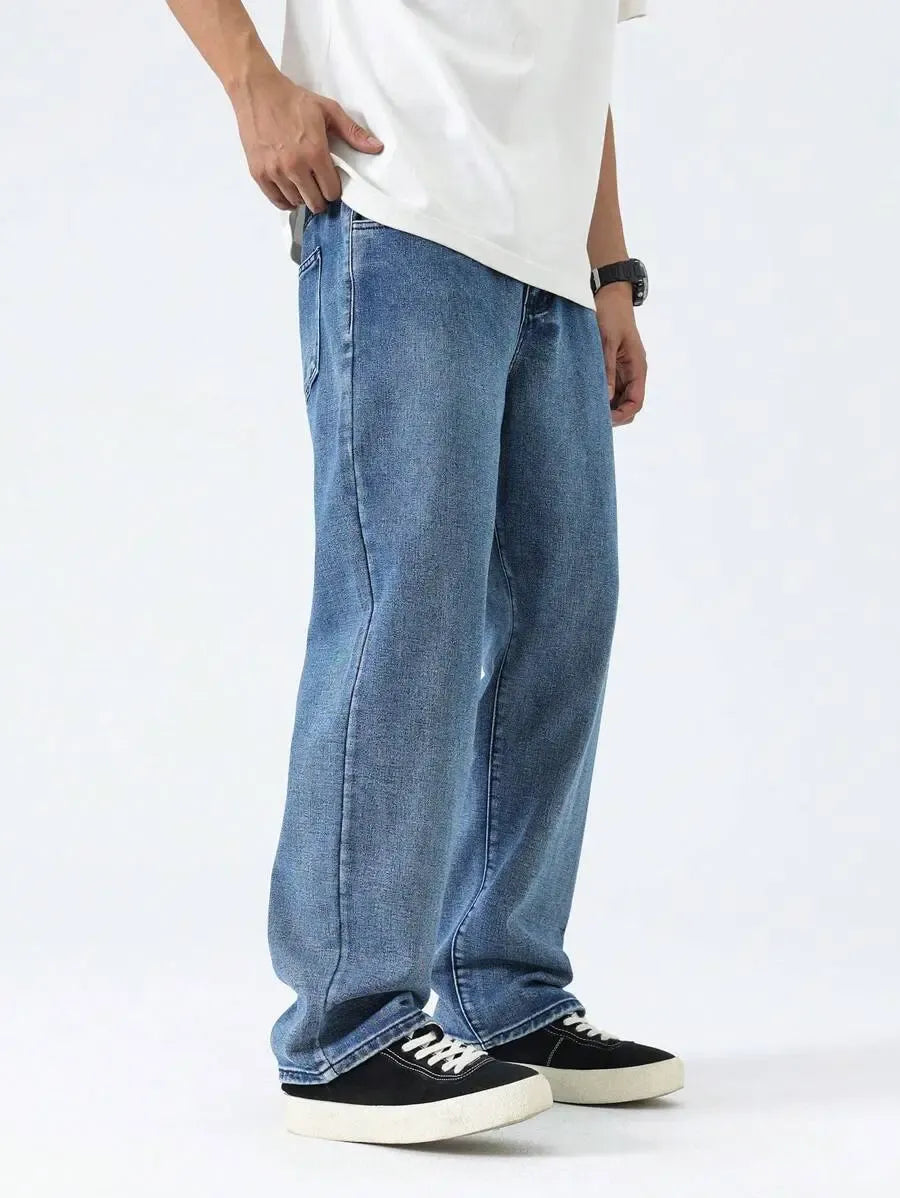 Pantalon ample droit pour homme – Denim décontracté à jambe large