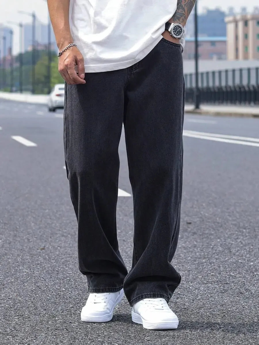 Pantalon ample droit pour homme – Denim décontracté à jambe large