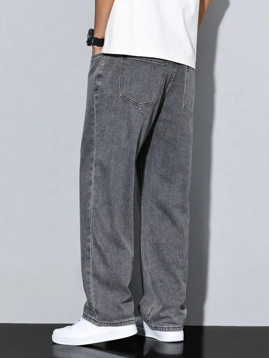 Pantalon ample droit pour homme – Denim décontracté à jambe large