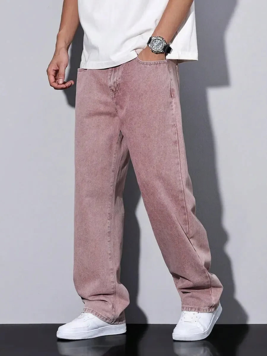 Pantalon ample droit pour homme – Denim décontracté à jambe large