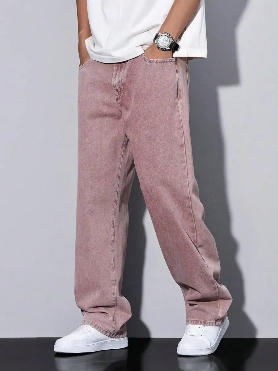 Pantalon ample droit pour homme – Denim décontracté à jambe large