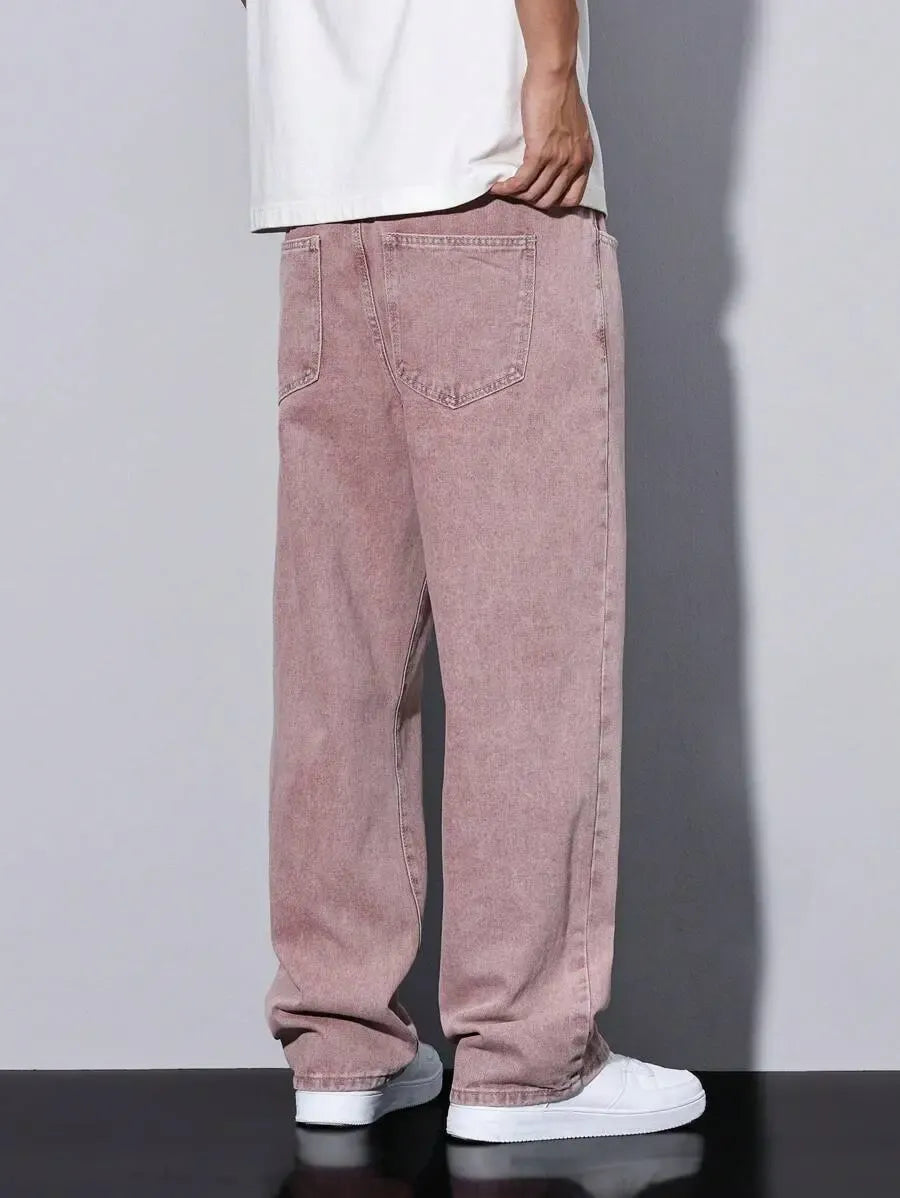 Pantalon ample droit pour homme – Denim décontracté à jambe large
