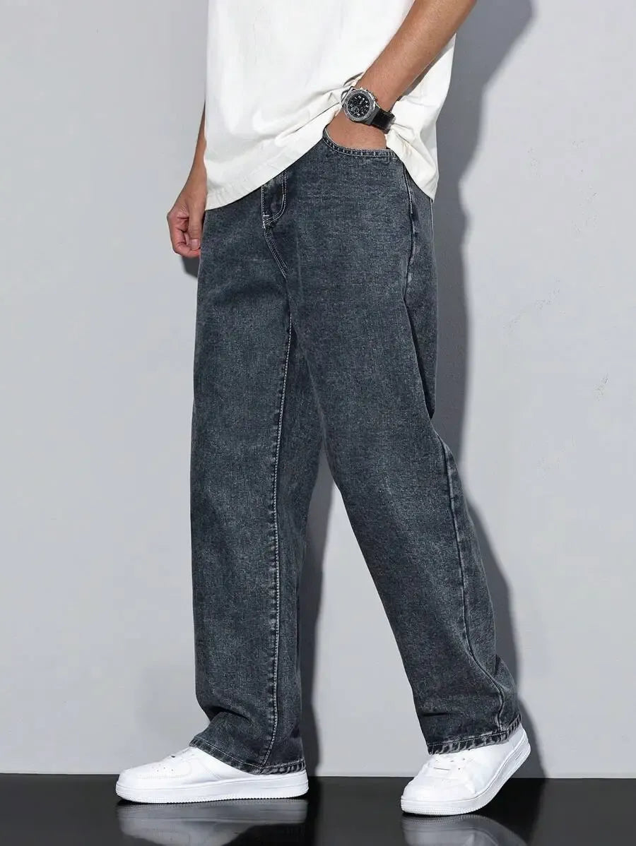 Pantalon ample droit pour homme – Denim décontracté à jambe large