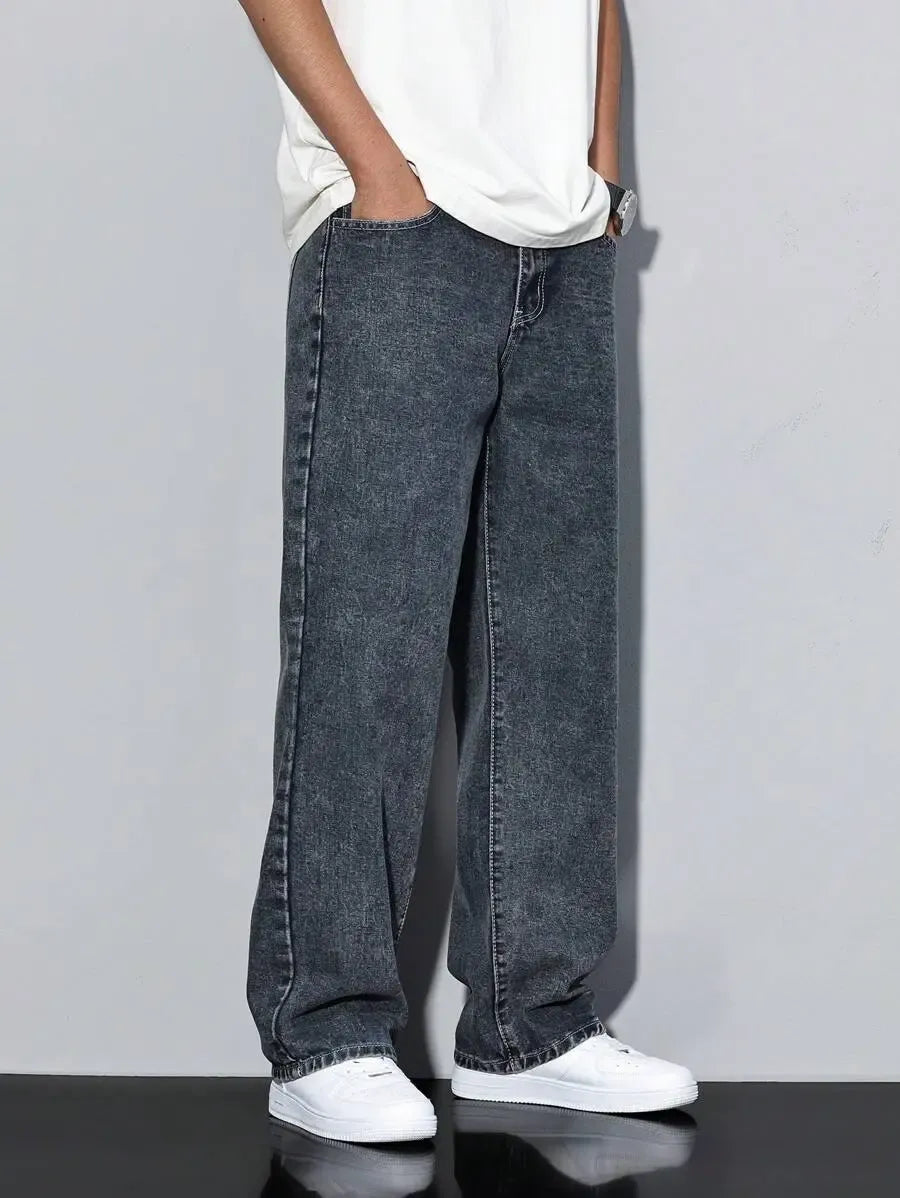 Pantalon ample droit pour homme – Denim décontracté à jambe large