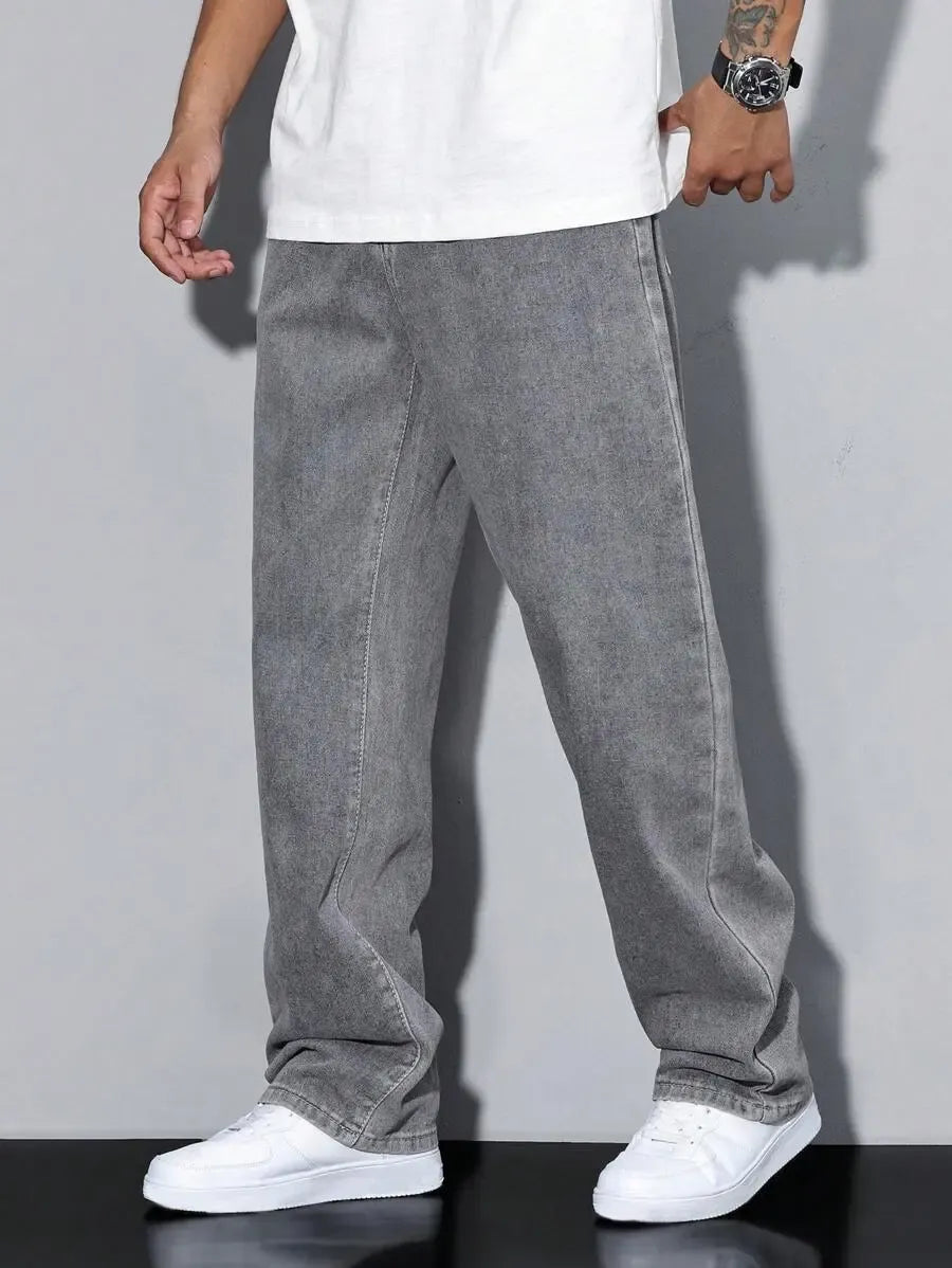 Pantalon ample droit pour homme – Denim décontracté à jambe large