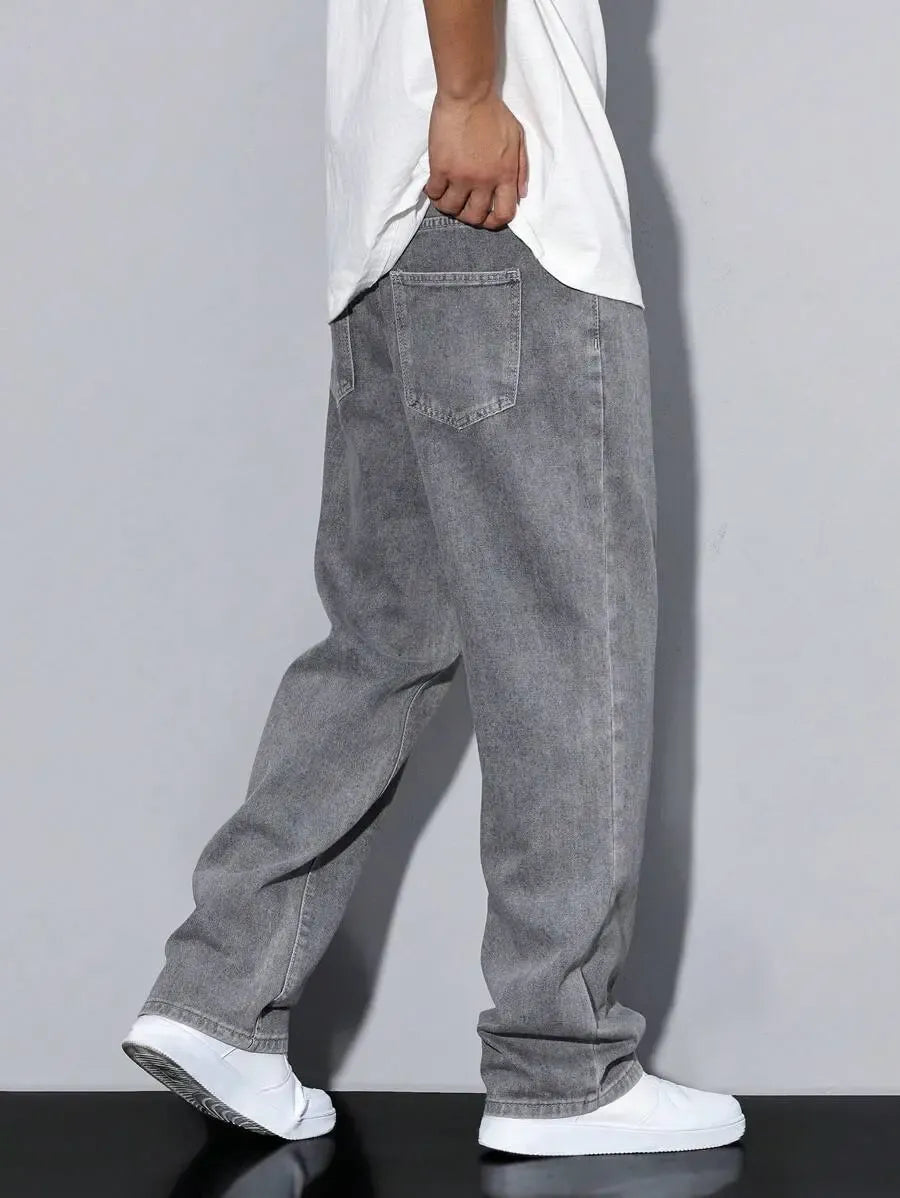 Pantalon ample droit pour homme – Denim décontracté à jambe large