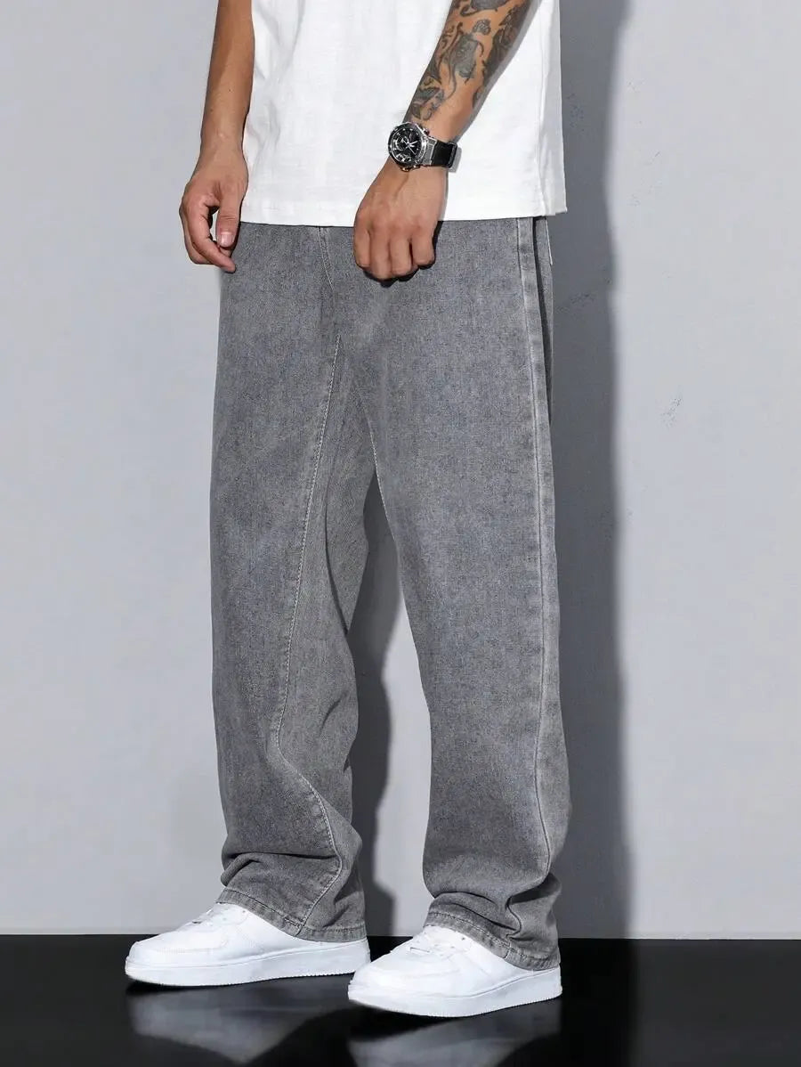 Pantalon ample droit pour homme – Denim décontracté à jambe large