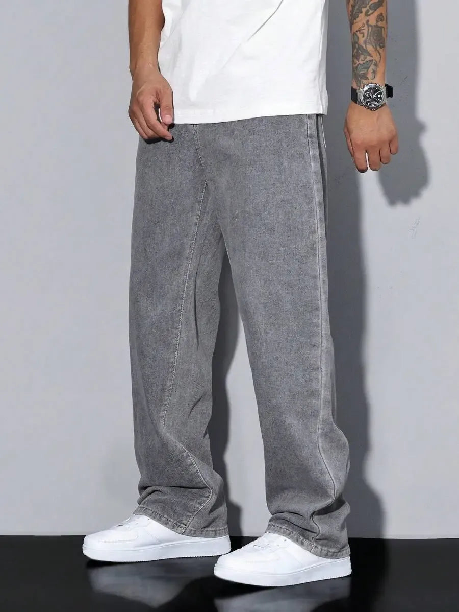 Pantalon ample droit pour homme – Denim décontracté à jambe large