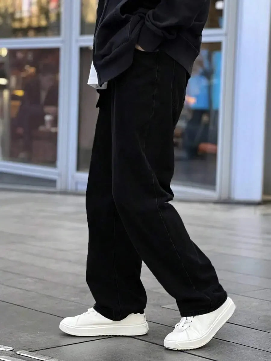 Pantalon ample droit pour homme – Denim décontracté à jambe large