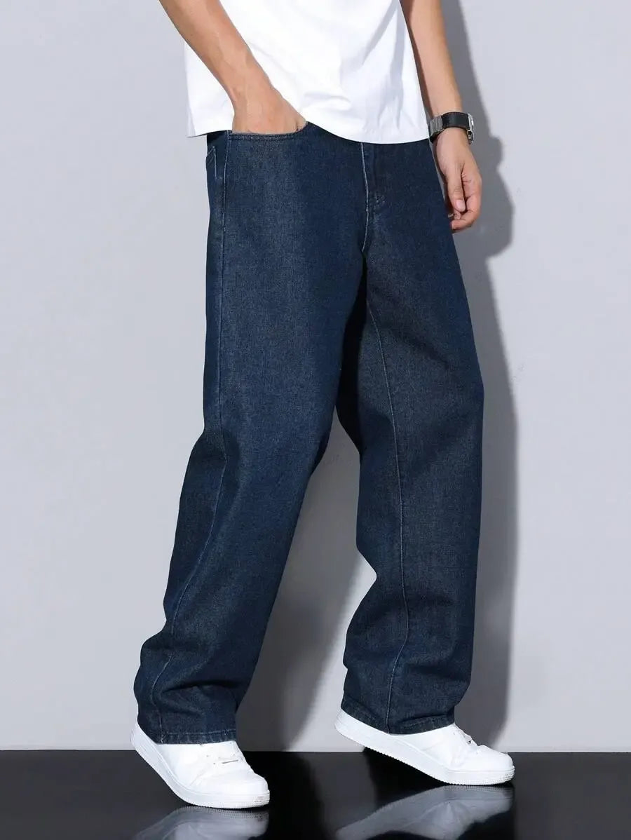 Pantalon ample droit pour homme – Denim décontracté à jambe large