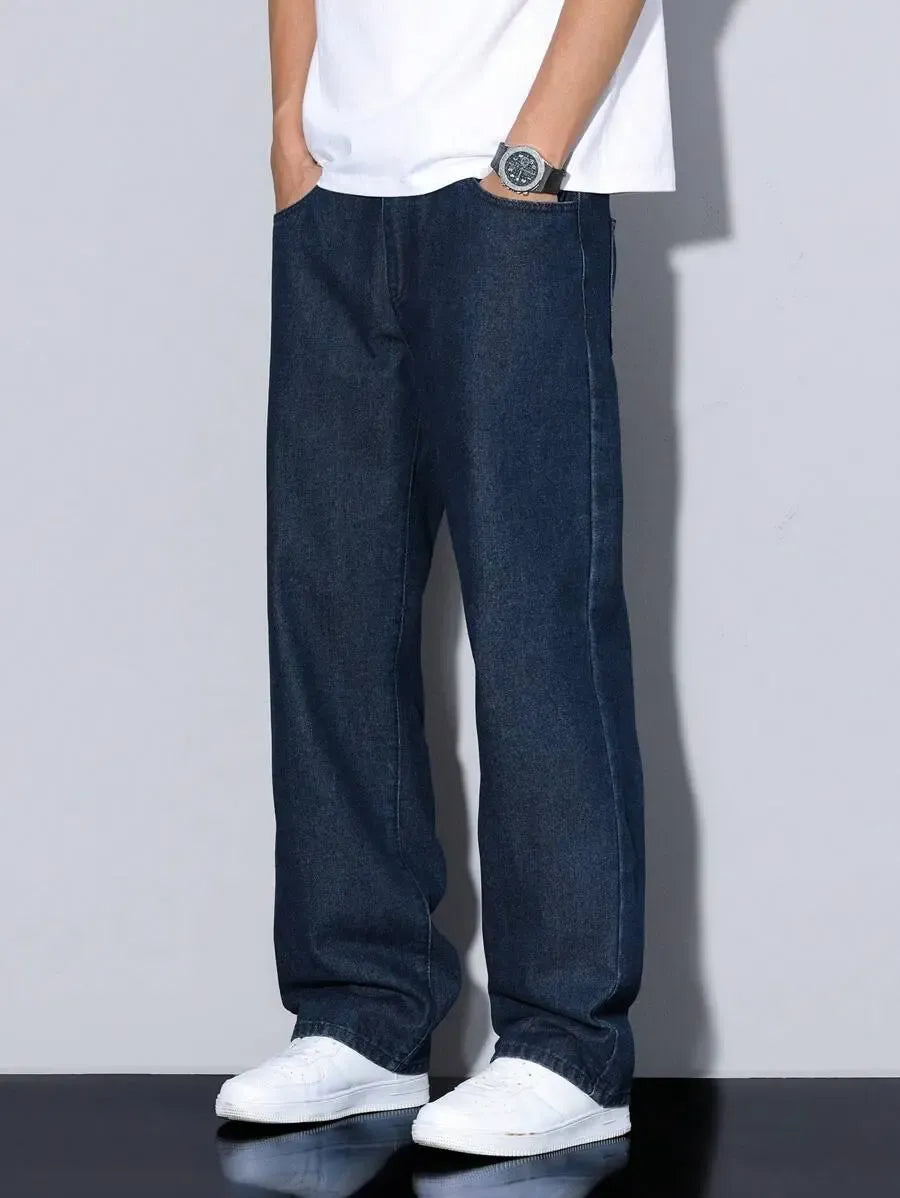 Pantalon ample droit pour homme – Denim décontracté à jambe large