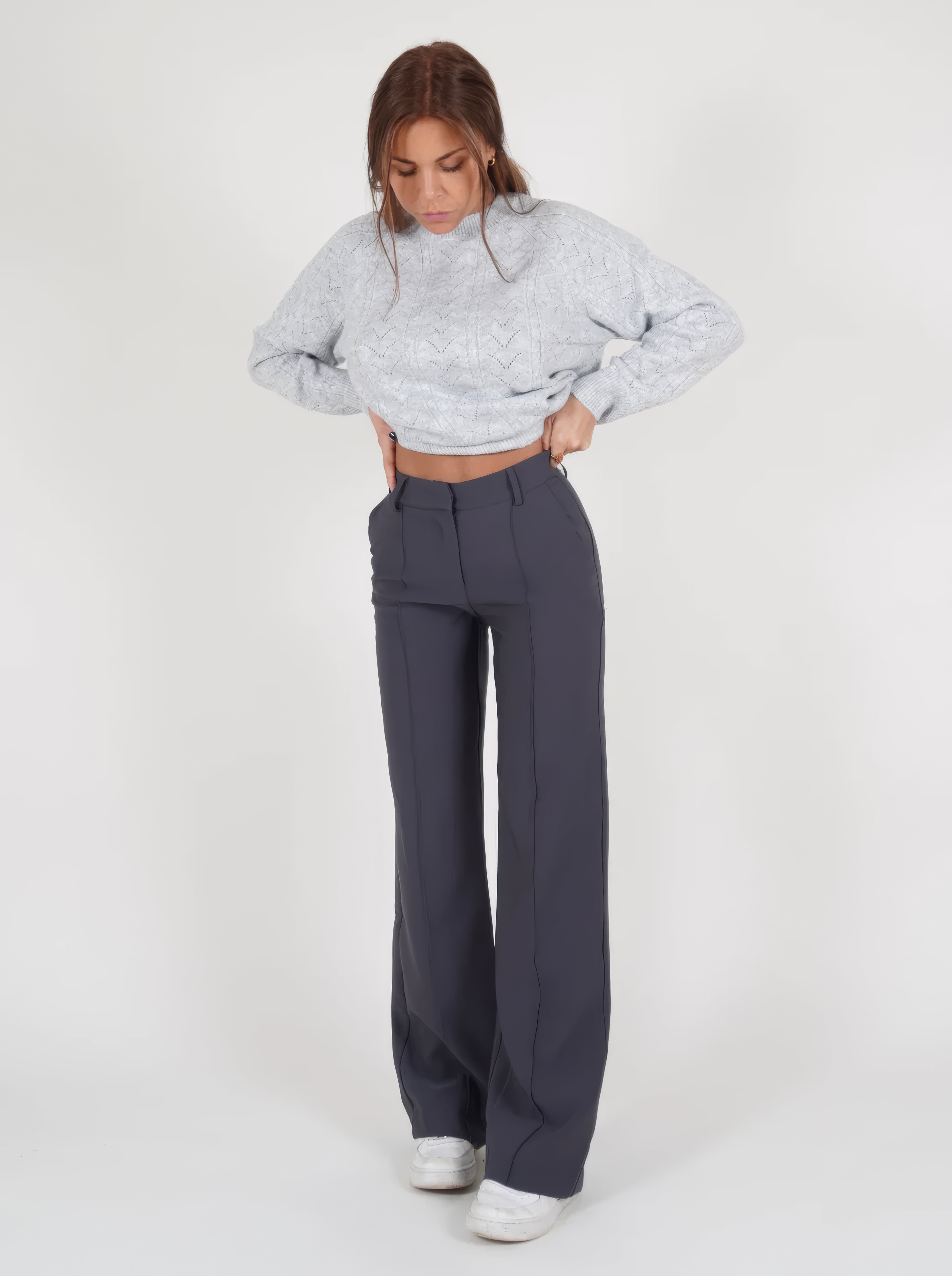 Pantalon taille haute | Jambe droite, coupe classique