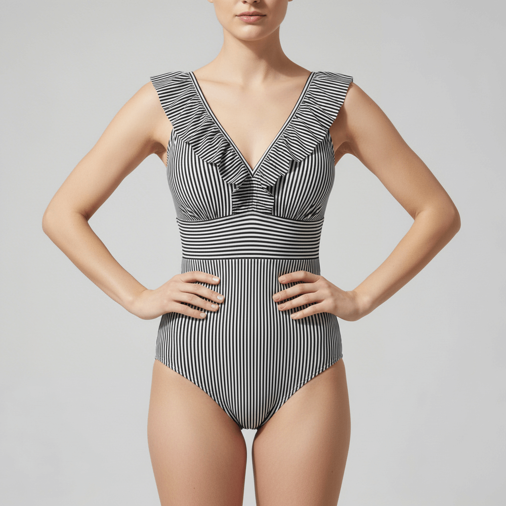 Rizile | Maillot de bain une pièce à volants et décolleté en V