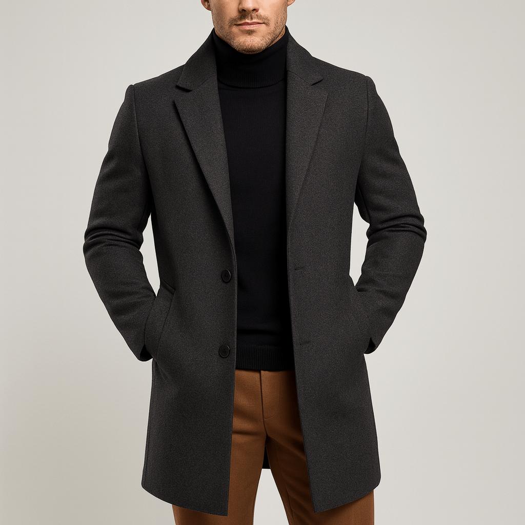 Rizile | Manteau élégant à col montant, ceinture ajustable et poches pratiques