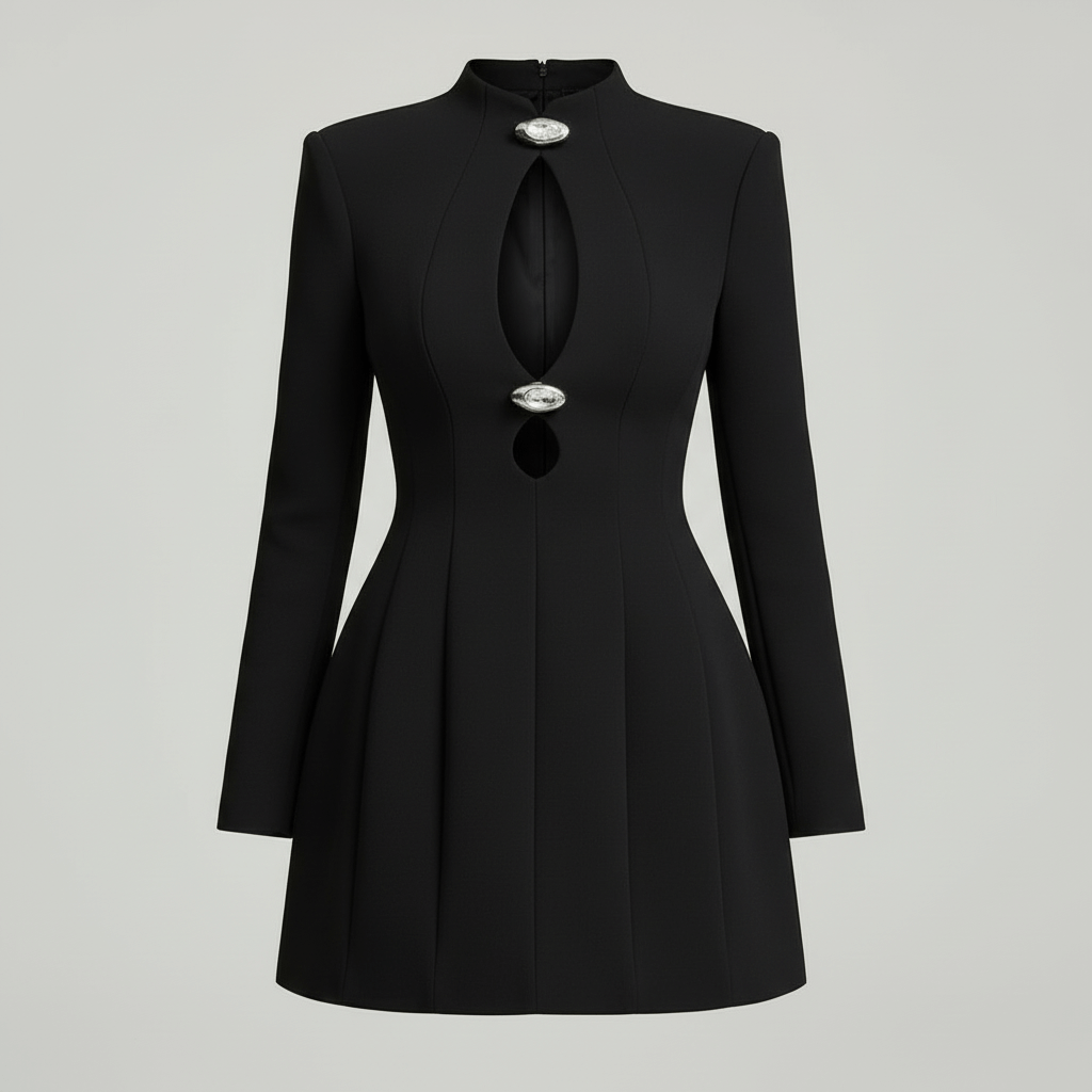 Rizile | Mini-robe trapèze noire à encolure ronde