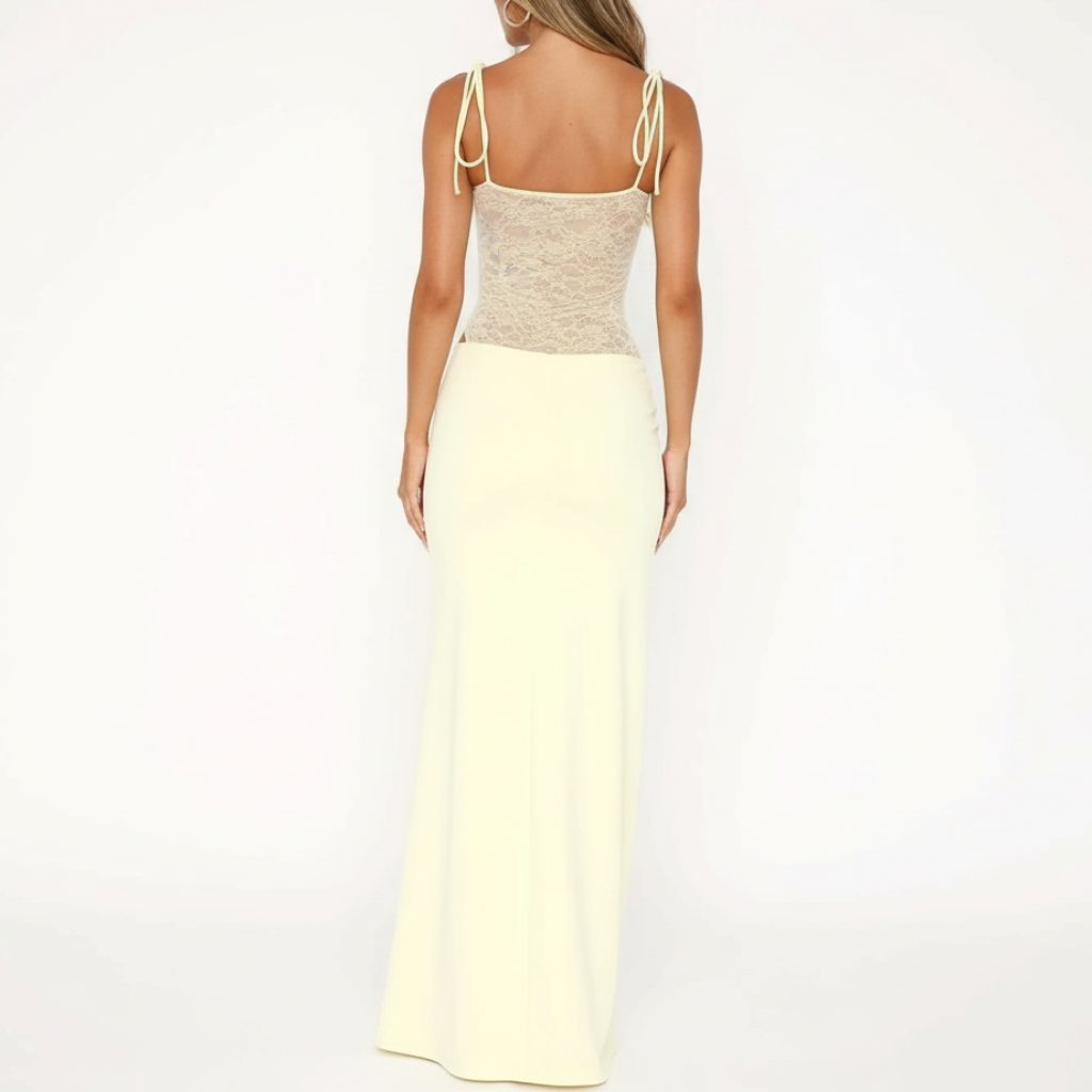 Rizile | Robe maxi avec détails en dentelle