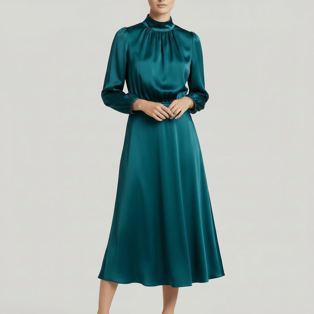 Rizile | Robe midi à encolure haute et manches longues