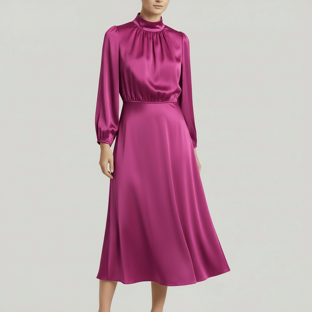 Rizile | Robe midi à encolure haute et manches longues