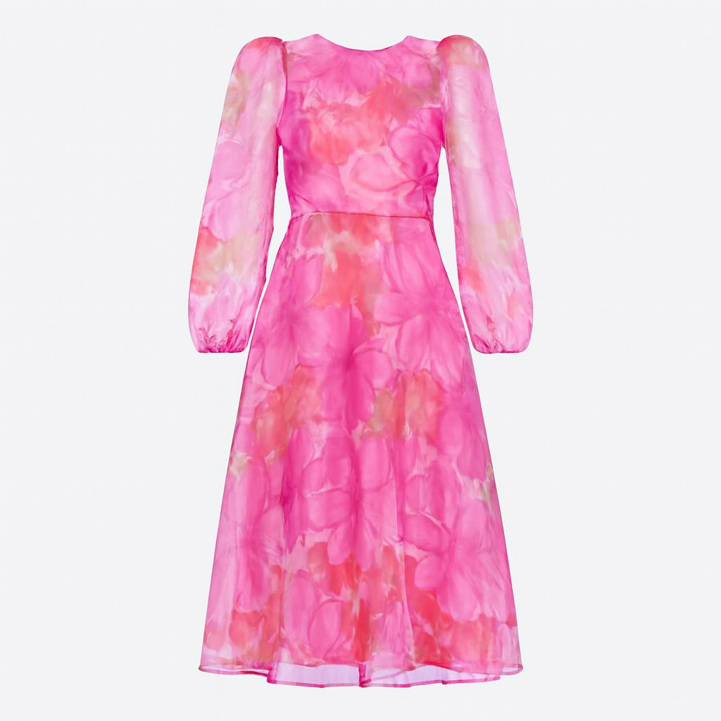 Rizile | Robe midi à imprimé floral et manches bouffantes