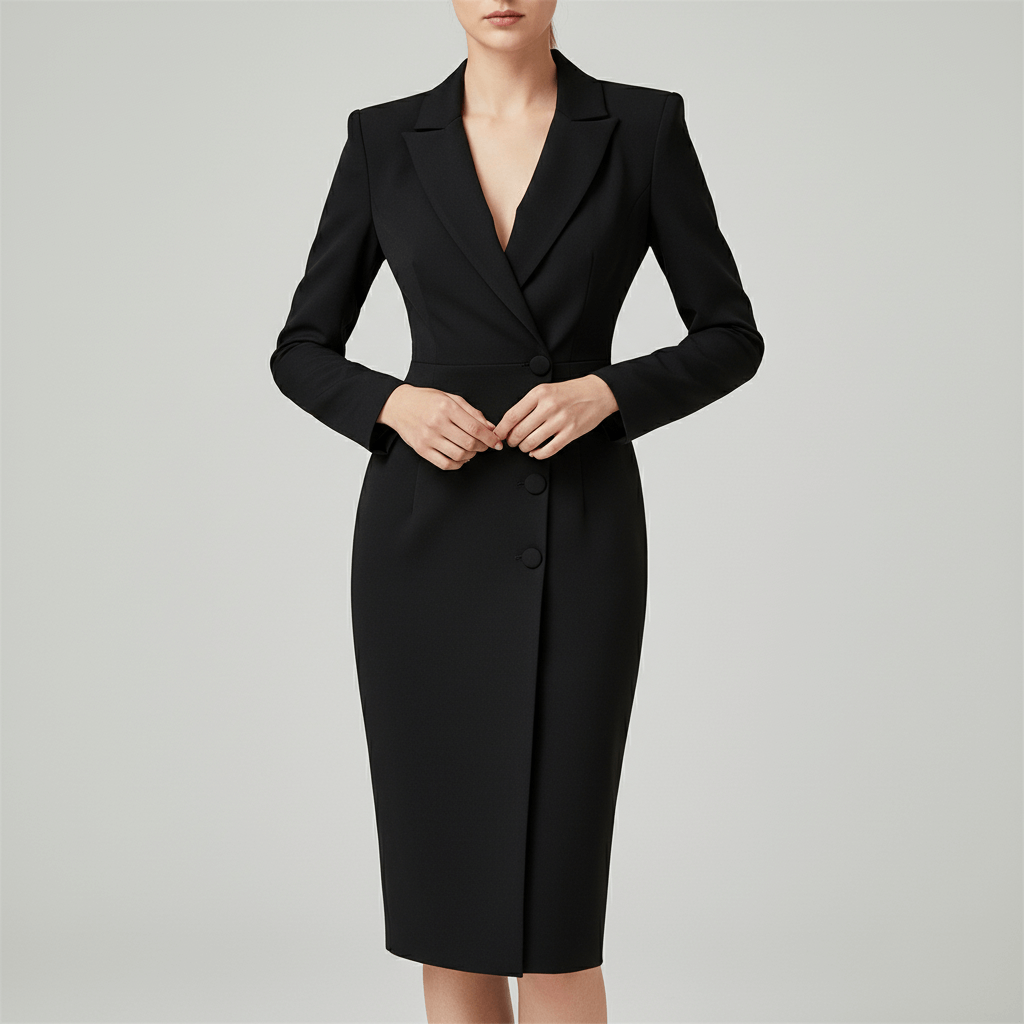 Rizile | Robe midi ajustée avec décolleté à revers