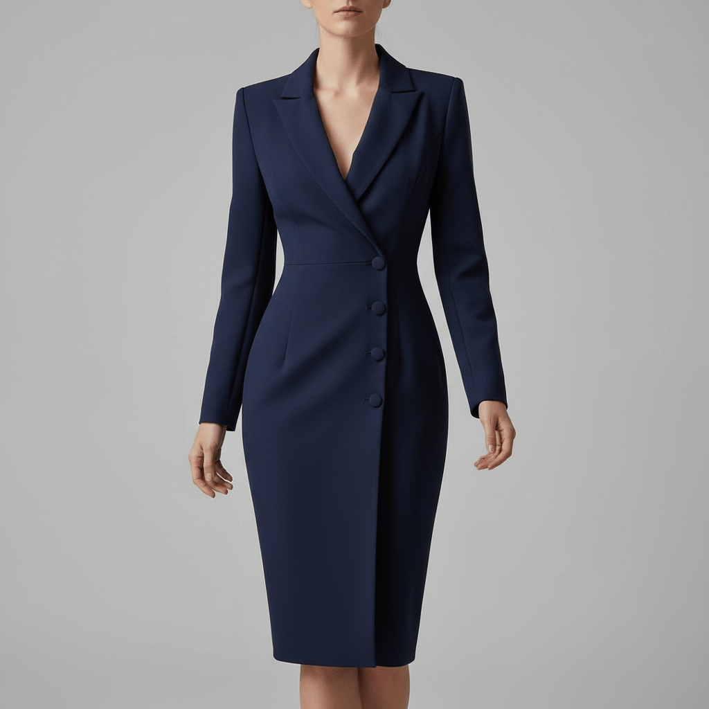 Rizile | Robe midi ajustée avec décolleté à revers