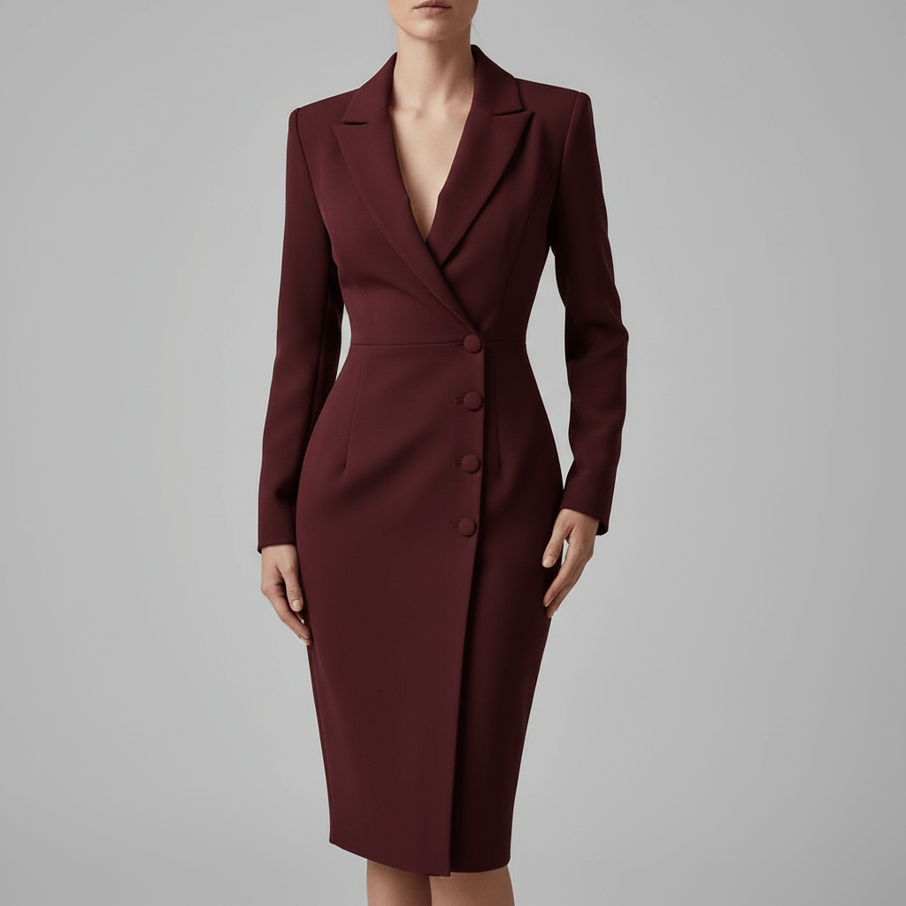 Rizile | Robe midi ajustée avec décolleté à revers