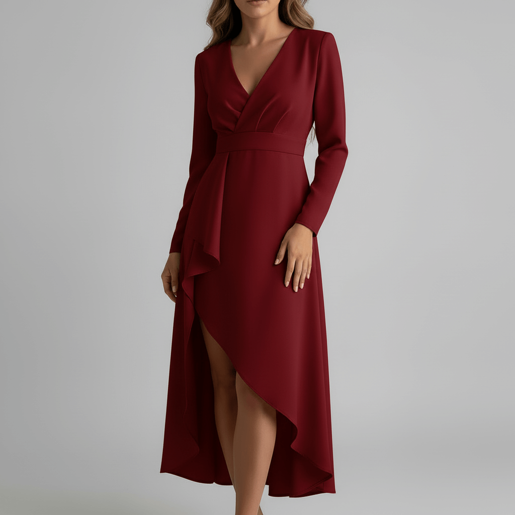 Rizile | Robe midi asymétrique avec décolleté en V