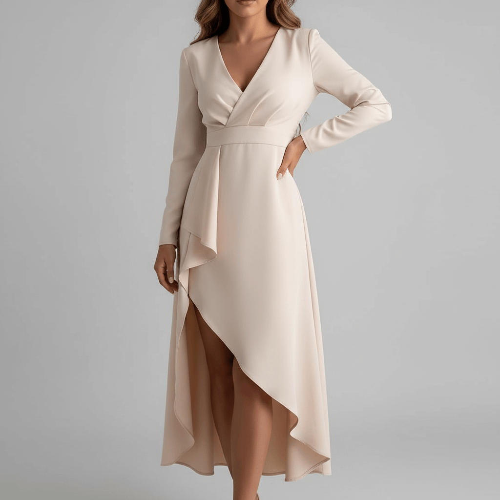 Rizile | Robe midi asymétrique avec décolleté en V