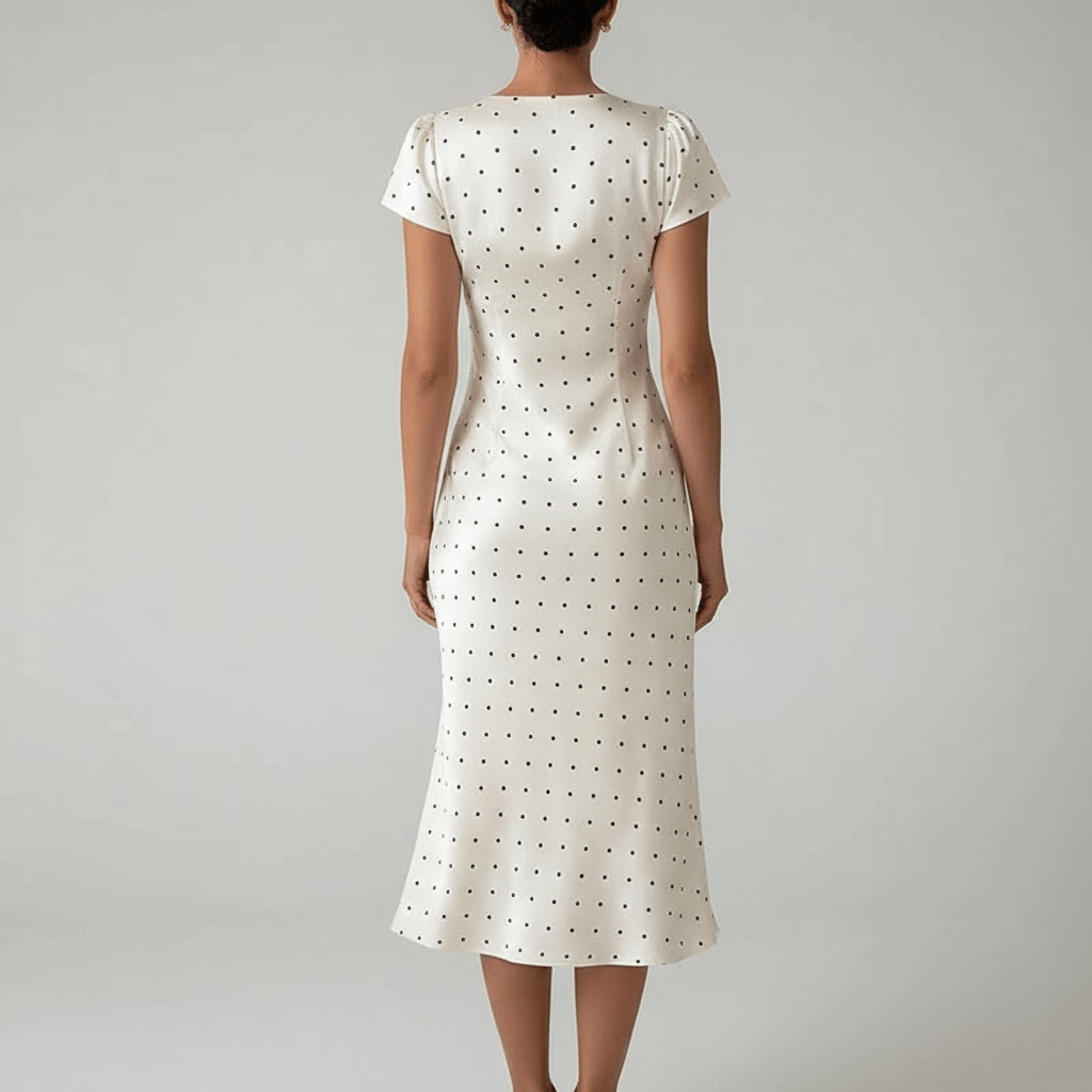 Rizile | Robe midi en satin à imprimé élégant