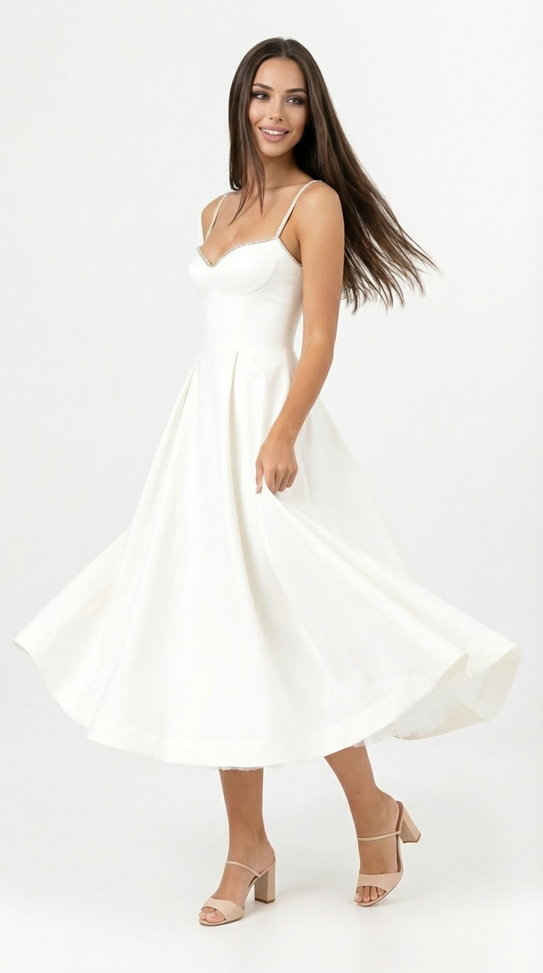 Rizile | Robe midi en tulle à décolleté cœur