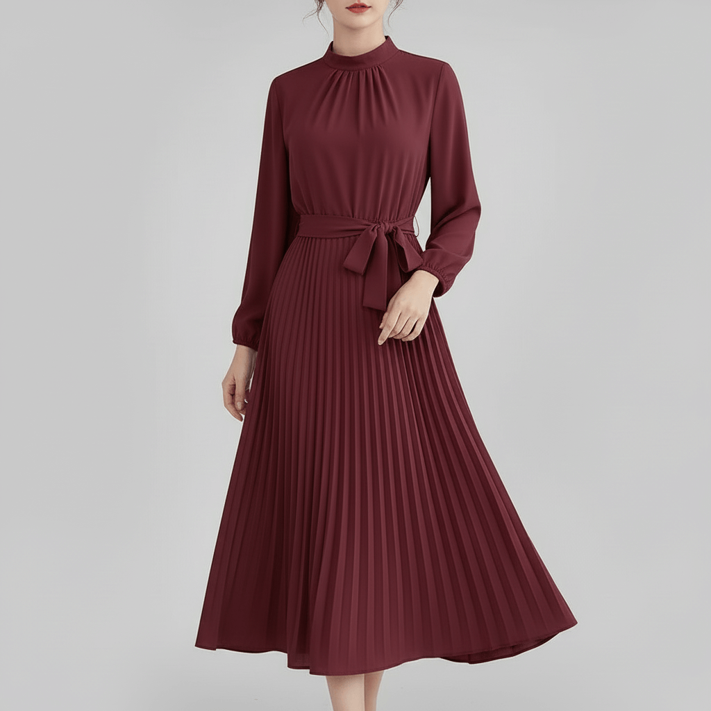 Rizile | Robe midi plissée avec ceinture