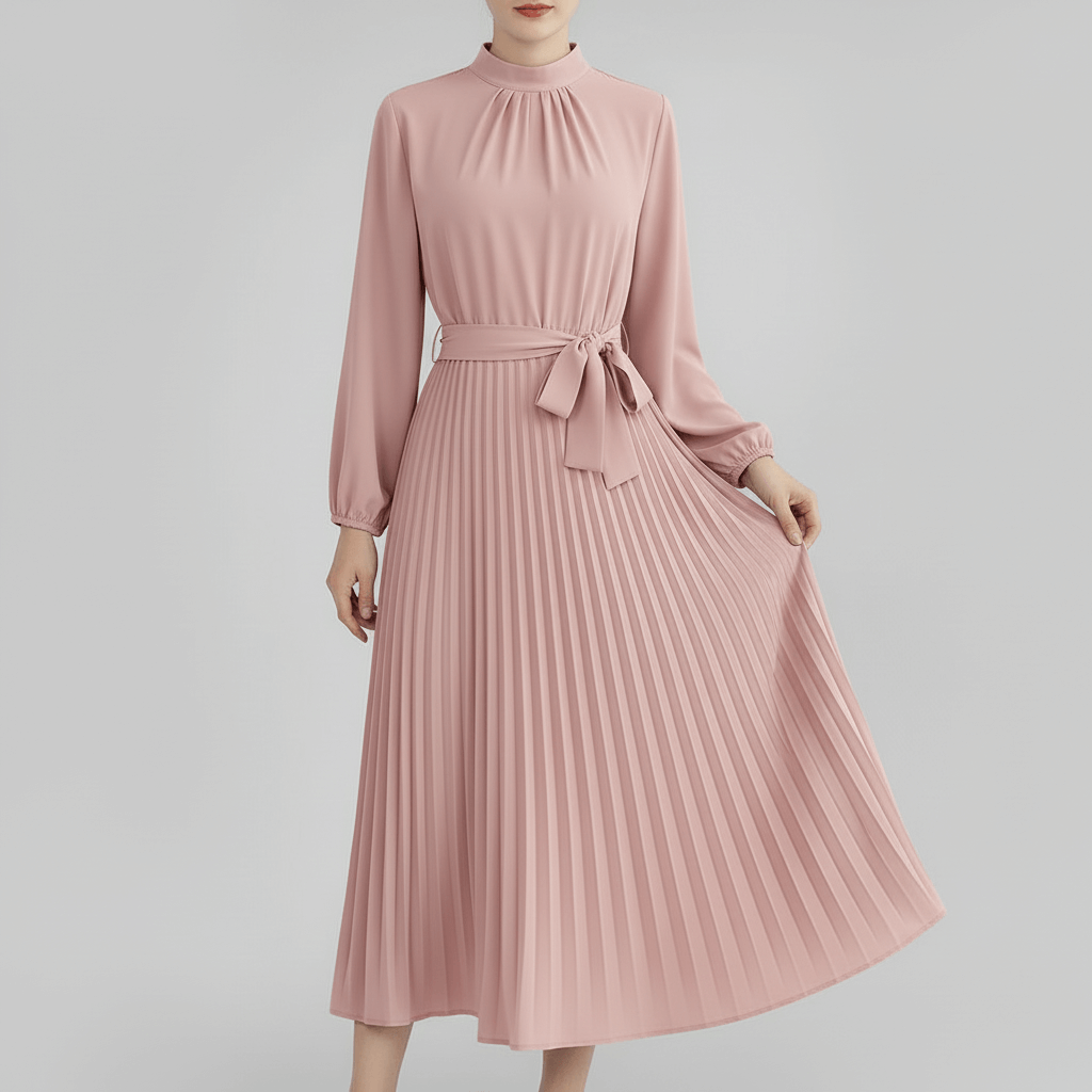 Rizile | Robe midi plissée avec ceinture