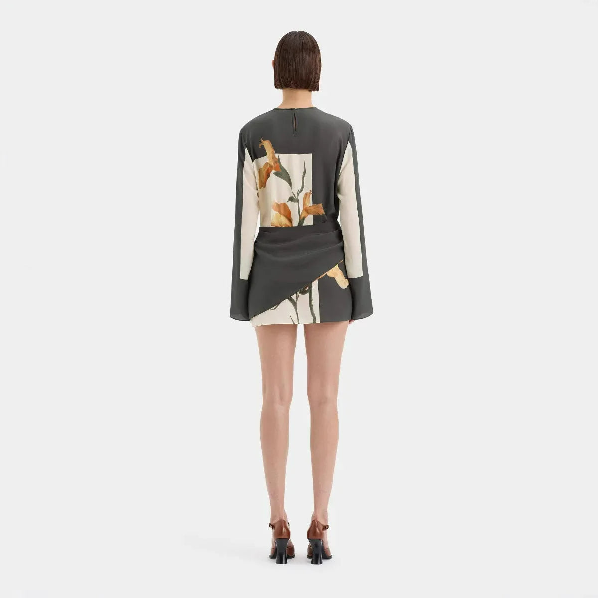 Rizile | Robe mini en crêpe de soie à imprimé floral